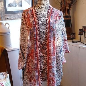 Sleeved lightweight shawl, multi colored